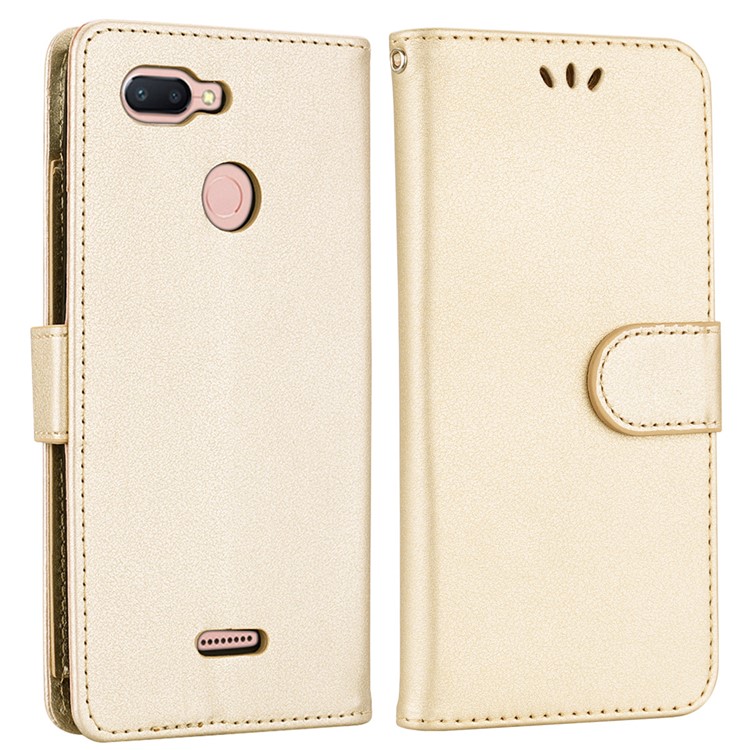 Magnetic Wallet Stand PU Leather Protective Phone Cover for Xiaomi Redmi 6 - Gold-2