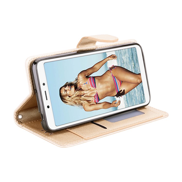 Magnetic Wallet Stand PU Leather Protective Phone Cover for Xiaomi Redmi 6 - Gold-3