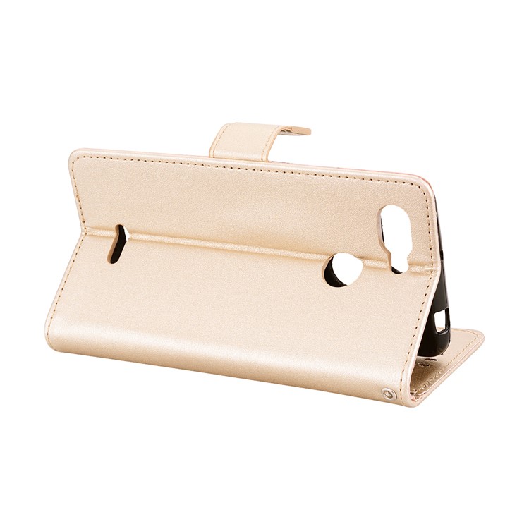 Magnetic Wallet Stand PU Leather Protective Phone Cover for Xiaomi Redmi 6 - Gold-4