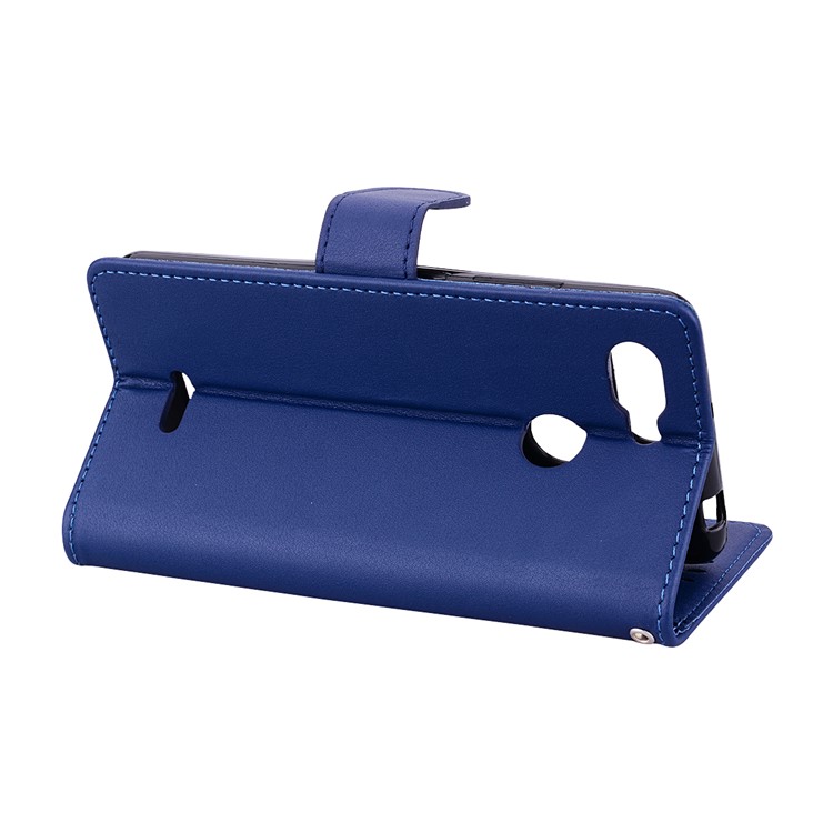 Magnetic Wallet Stand PU Leather Protective Phone Shell for Xiaomi Redmi 6 - Dark Blue-4