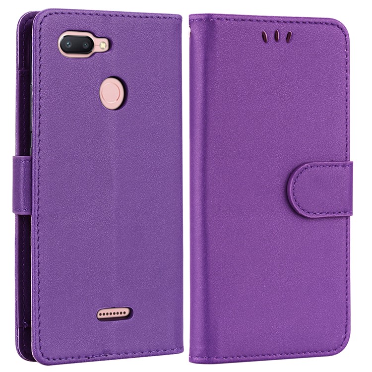 Magnetic Wallet Stand PU Leather Protective Phone Casing for Xiaomi Redmi 6 - Purple-2