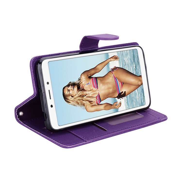 Magnetic Wallet Stand PU Leather Protective Phone Casing for Xiaomi Redmi 6 - Purple-3