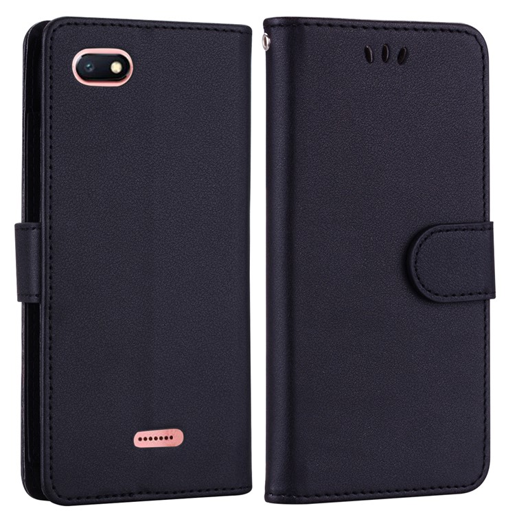 Wallet PU Leather Phone Case with Stand for Xiaomi Redmi 6A (Single 12MP Rear Camera) - Black-2