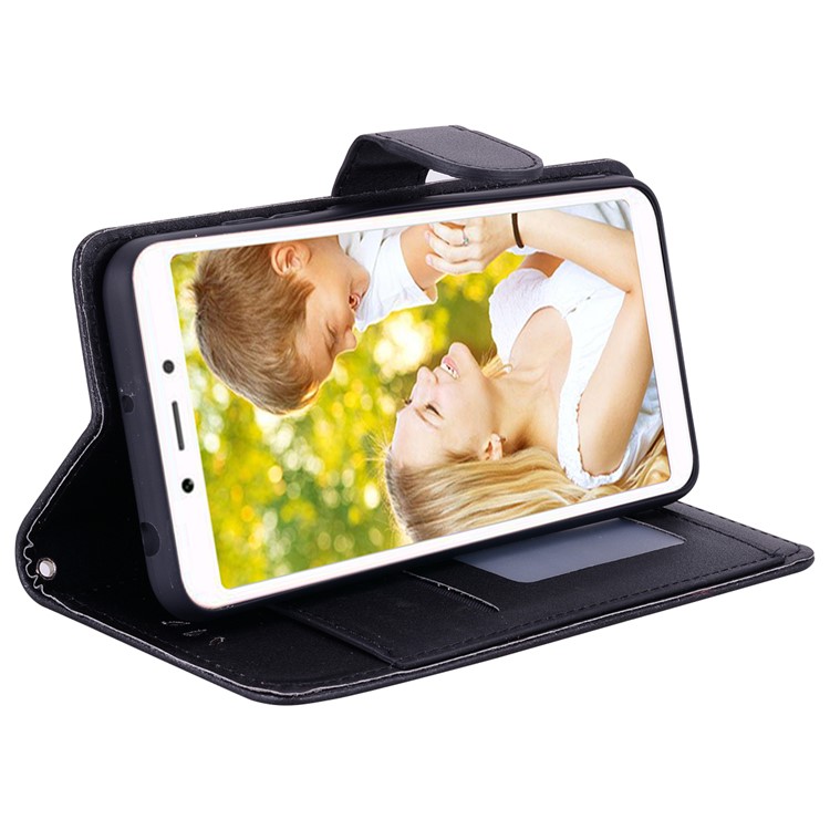 Wallet PU Leather Phone Case with Stand for Xiaomi Redmi 6A (Single 12MP Rear Camera) - Black-3