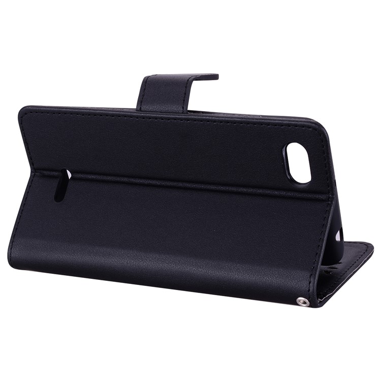 Wallet PU Leather Phone Case with Stand for Xiaomi Redmi 6A (Single 12MP Rear Camera) - Black-4