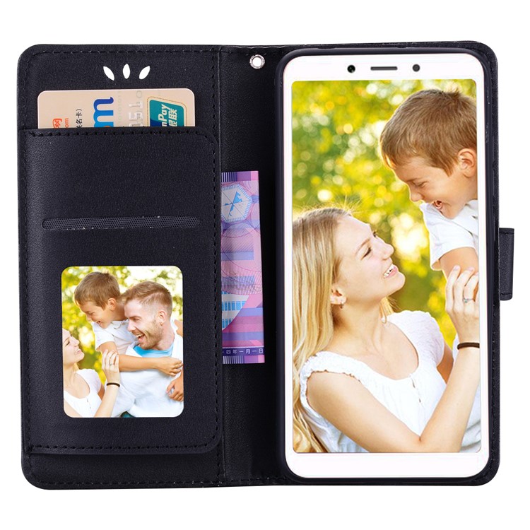 Wallet PU Leather Phone Case with Stand for Xiaomi Redmi 6A (Single 12MP Rear Camera) - Black-6