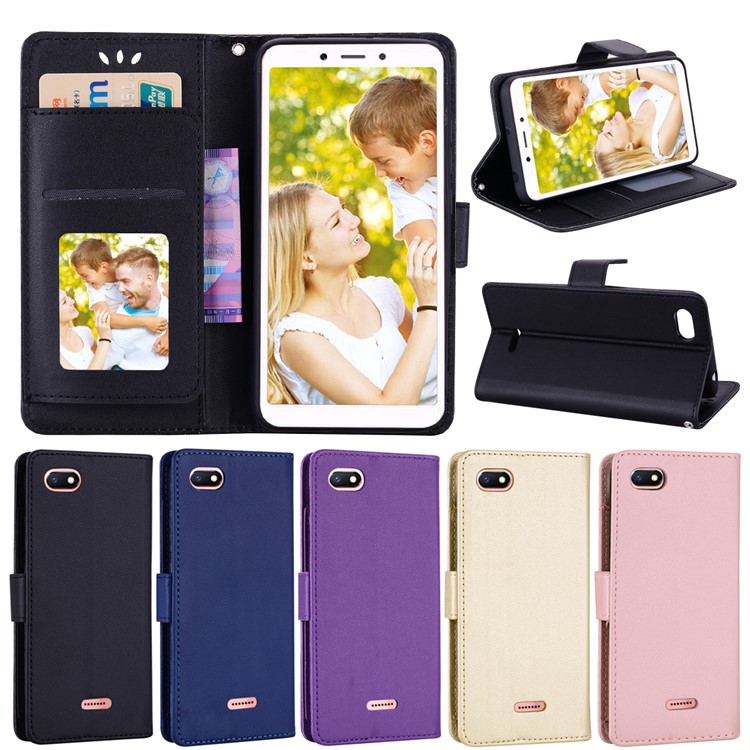 Wallet PU Leather Phone Case with Stand for Xiaomi Redmi 6A (Single 12MP Rear Camera) - Black-7