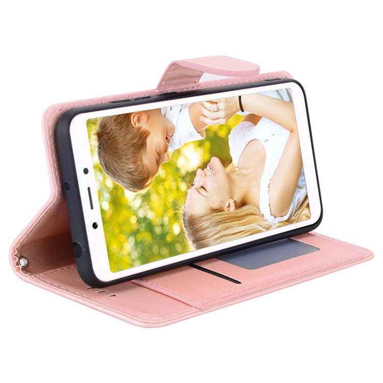 Wallet PU Leather Phone Cover with Stand for Xiaomi Redmi 6A (Single 12MP Rear Camera) - Rose Gold-3