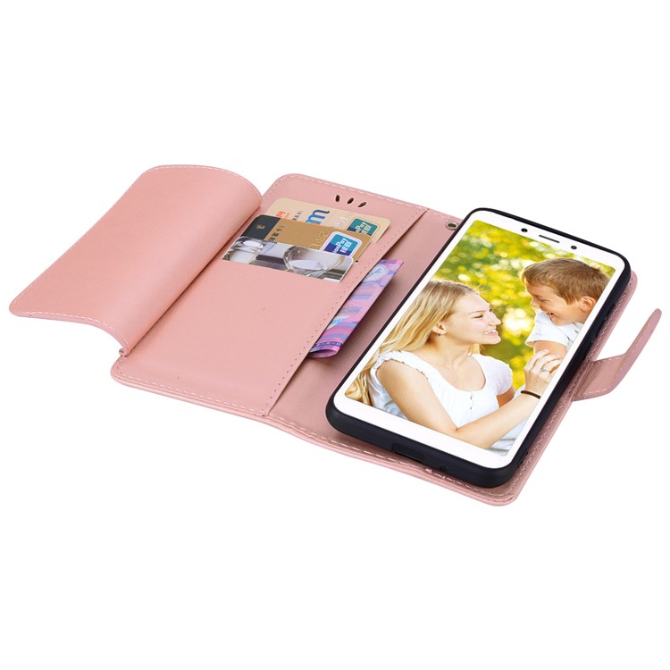 Wallet PU Leather Phone Cover with Stand for Xiaomi Redmi 6A (Single 12MP Rear Camera) - Rose Gold-5