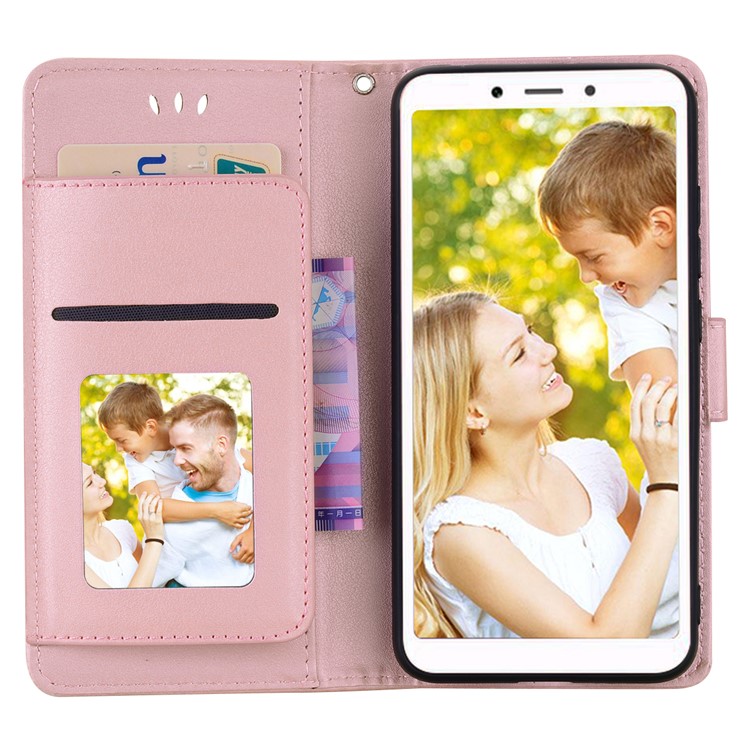 Wallet PU Leather Phone Cover with Stand for Xiaomi Redmi 6A (Single 12MP Rear Camera) - Rose Gold-6