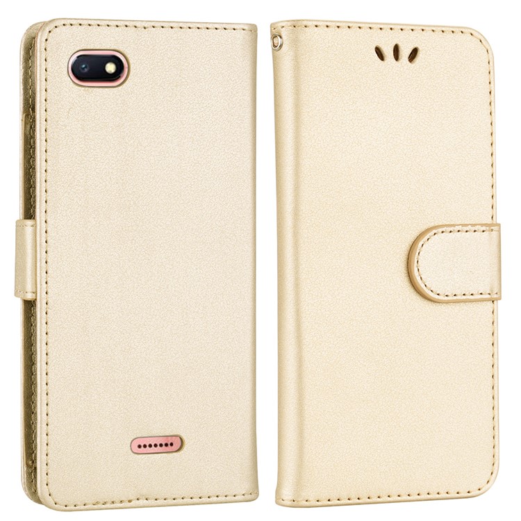 Wallet PU Leather Mobile Shell with Stand for Xiaomi Redmi 6A (Single 12MP Rear Camera) - Gold-2