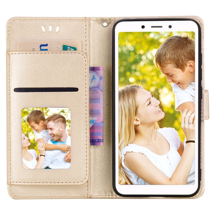 Wallet PU Leather Mobile Shell with Stand for Xiaomi Redmi 6A (Single 12MP Rear Camera) - Gold-6