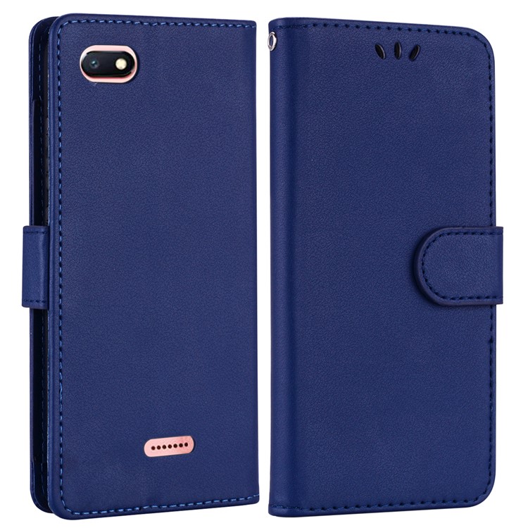 Wallet PU Leather Cover Protector with Stand for Xiaomi Redmi 6A (Single 12MP Rear Camera) - Dark Blue-2