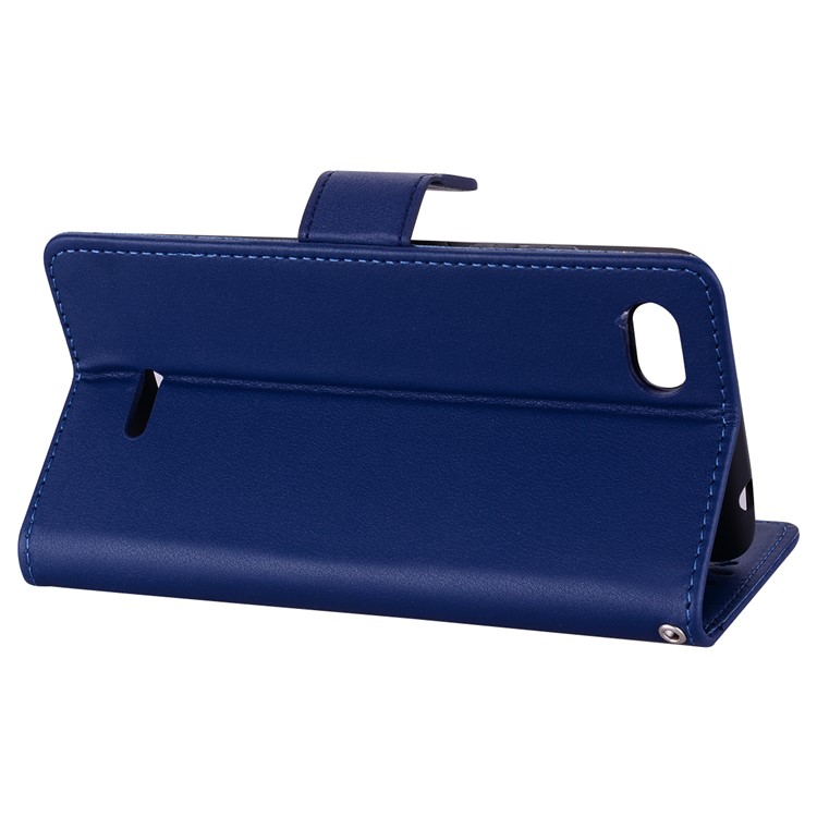 Wallet PU Leather Cover Protector with Stand for Xiaomi Redmi 6A (Single 12MP Rear Camera) - Dark Blue-4