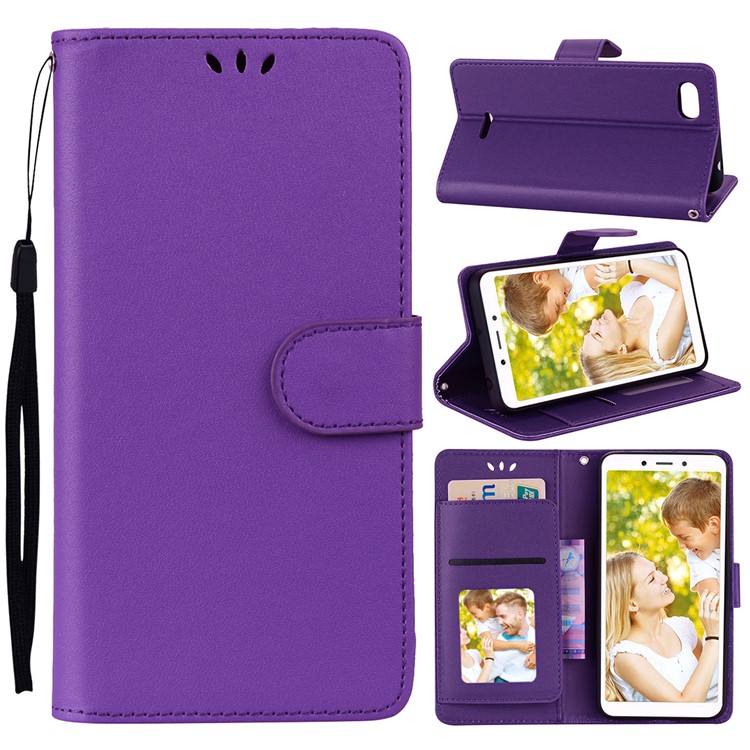 Wallet PU Leather Case Accessory with Stand for Xiaomi Redmi 6A (Single 12MP Rear Camera) - Purple-1