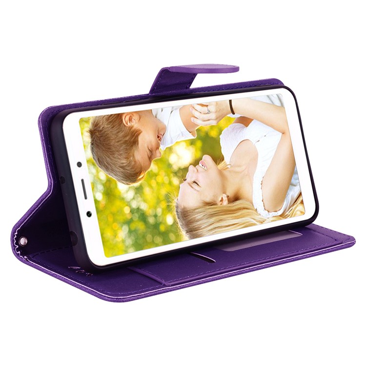 Wallet PU Leather Case Accessory with Stand for Xiaomi Redmi 6A (Single 12MP Rear Camera) - Purple-3