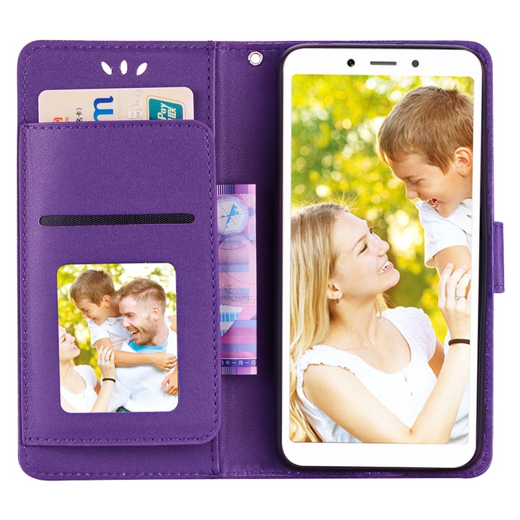 Wallet PU Leather Case Accessory with Stand for Xiaomi Redmi 6A (Single 12MP Rear Camera) - Purple-6