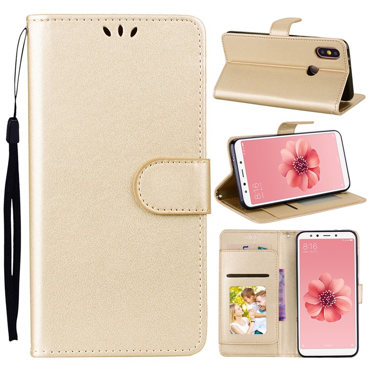 Flip PU Leather Wallet Stand Mobile Phone Shell for Xiaomi Redmi S2 / Y2 - Gold-1