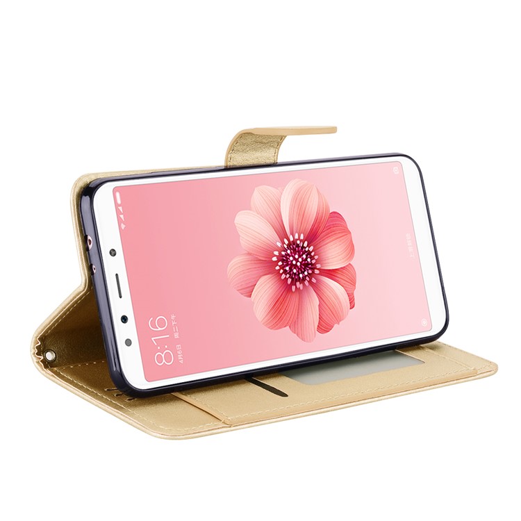 Flip PU Leather Wallet Stand Mobile Phone Shell for Xiaomi Redmi S2 / Y2 - Gold-4
