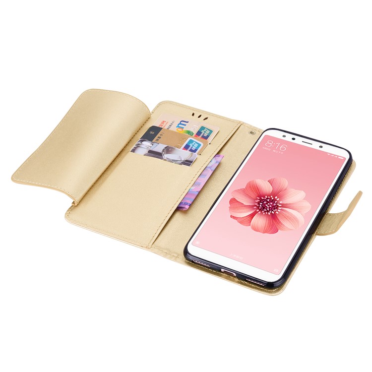 Flip PU Leather Wallet Stand Mobile Phone Shell for Xiaomi Redmi S2 / Y2 - Gold-5