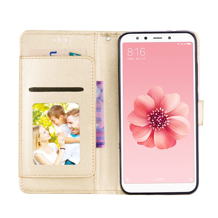 Flip PU Leather Wallet Stand Mobile Phone Shell for Xiaomi Redmi S2 / Y2 - Gold-6