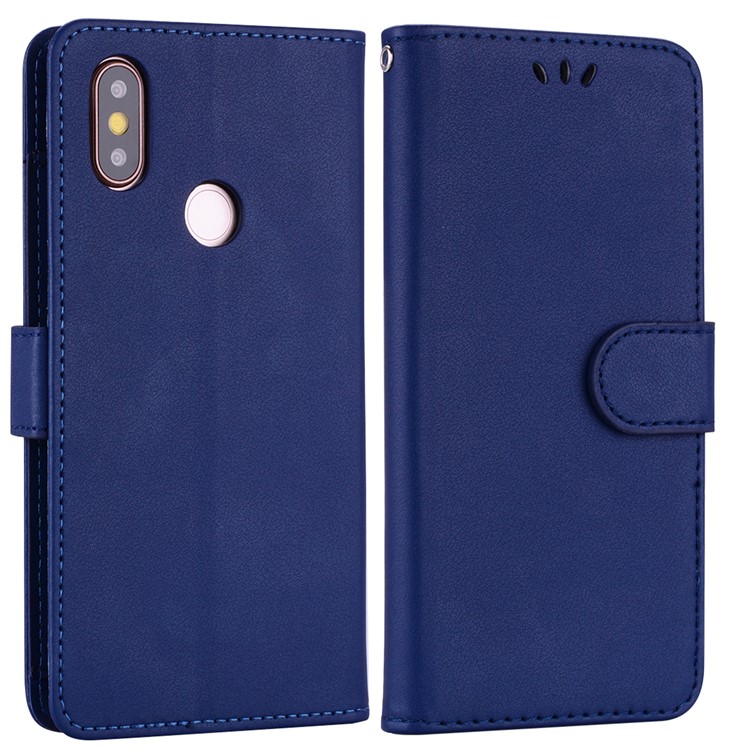 Flip PU Leather Wallet Stand Phone Case Accessory for Xiaomi Redmi S2 / Y2 - Dark Blue-2