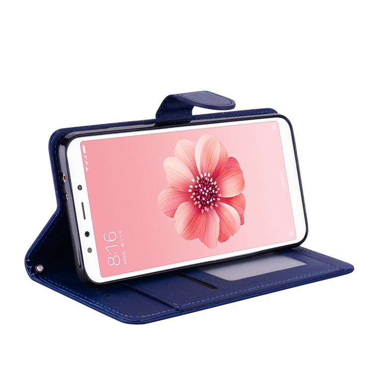 Flip PU Leather Wallet Stand Phone Case Accessory for Xiaomi Redmi S2 / Y2 - Dark Blue-3