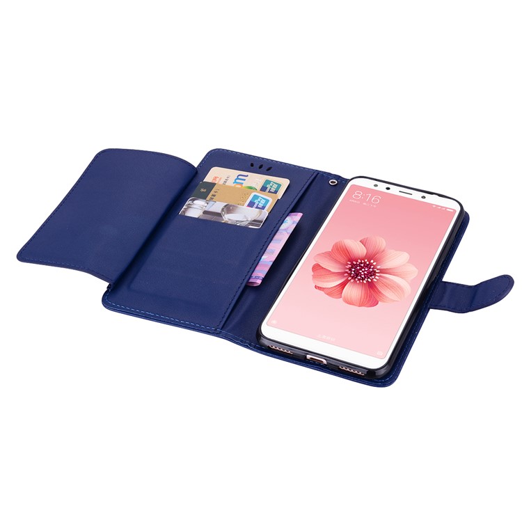Flip PU Leather Wallet Stand Phone Case Accessory for Xiaomi Redmi S2 / Y2 - Dark Blue-5