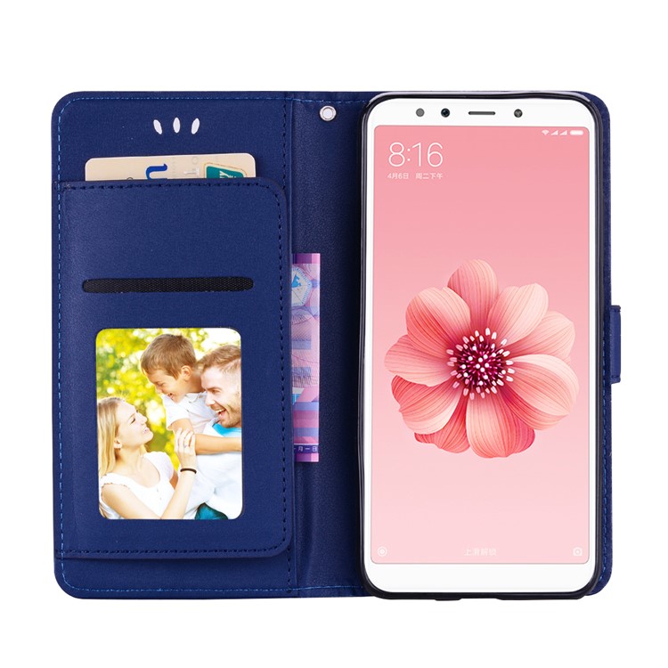 Flip PU Leather Wallet Stand Phone Case Accessory for Xiaomi Redmi S2 / Y2 - Dark Blue-6