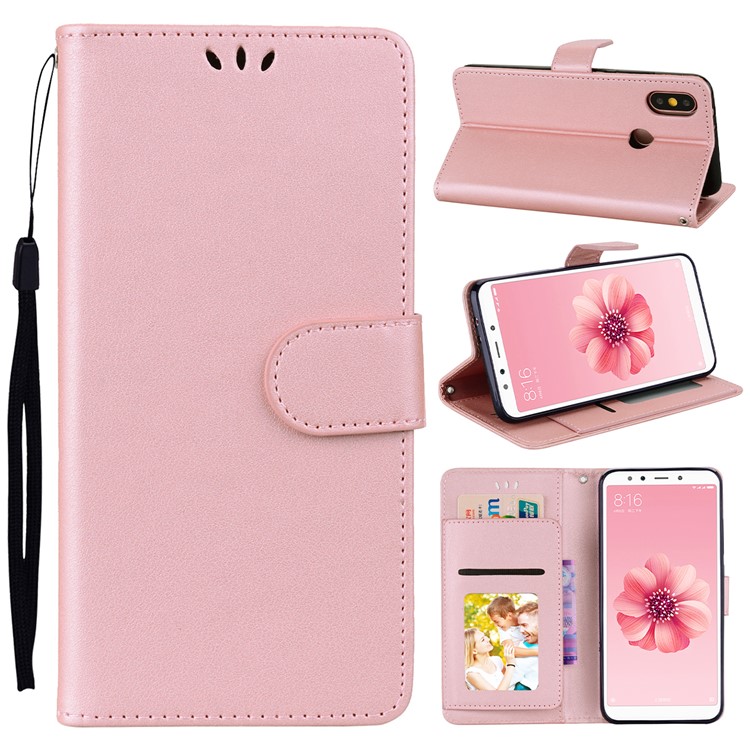 Wallet Stand Flip PU Leather Protective Phone Cover for Xiaomi Mi 8 (6.21-inch) - Rose Gold-1