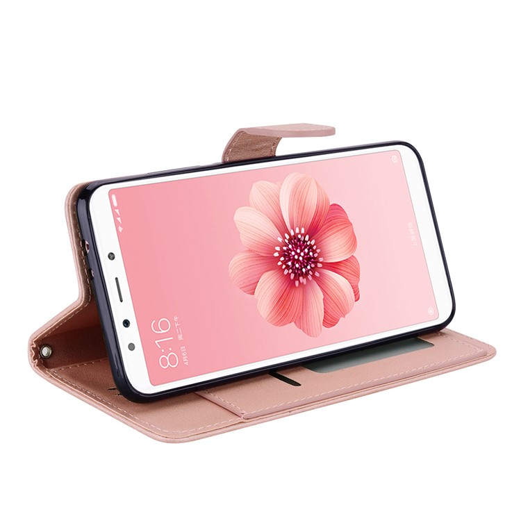Wallet Stand Flip PU Leather Protective Phone Cover for Xiaomi Mi 8 (6.21-inch) - Rose Gold-3