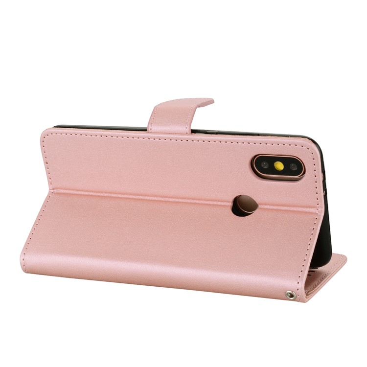 Wallet Stand Flip PU Leather Protective Phone Cover for Xiaomi Mi 8 (6.21-inch) - Rose Gold-4