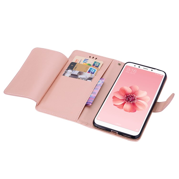 Wallet Stand Flip PU Leather Protective Phone Cover for Xiaomi Mi 8 (6.21-inch) - Rose Gold-5