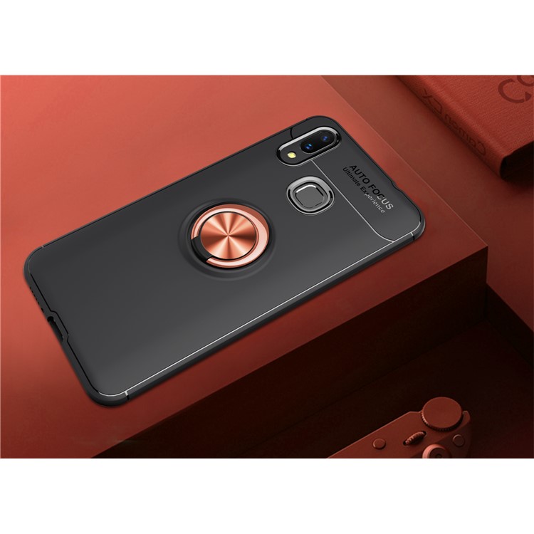 Guscio Mobile TPU Dell'anello di Dito (foglio di Metallo Magnetico Incorporato) Per Xiaomi Mi Max 3 - Nero / Oro Rosa-2