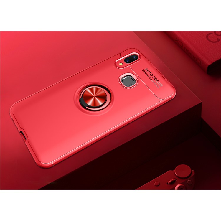 Finger Ring Kickstand TPU Mobile Phone Case (Built-in Magnetic Metal Sheet) for Xiaomi Mi Max 3 - Red-2
