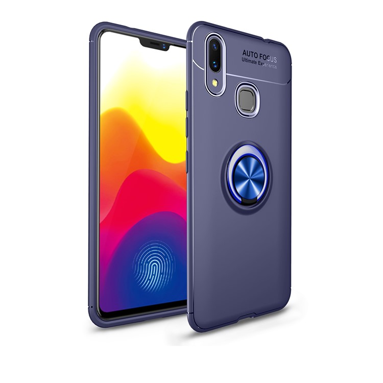 Finger Ring Kickstand TPU Cell Phone Case (Built-in Magnetic Metal Sheet) for Xiaomi Mi Max 3 - Blue-1