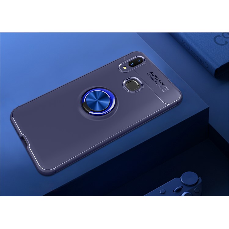 Finger Ring Kickstand TPU Cell Phone Case (Built-in Magnetic Metal Sheet) for Xiaomi Mi Max 3 - Blue-2