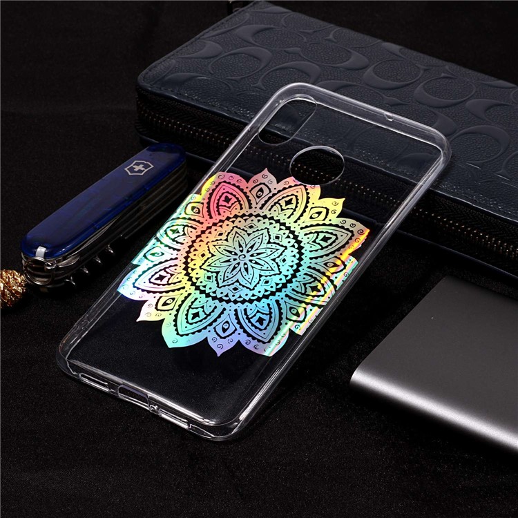 Colorful Laser Carving IMD Patterned TPU Mobile Casing for Xiaomi Mi 8 (6.21-inch) - Blossom Flower-1