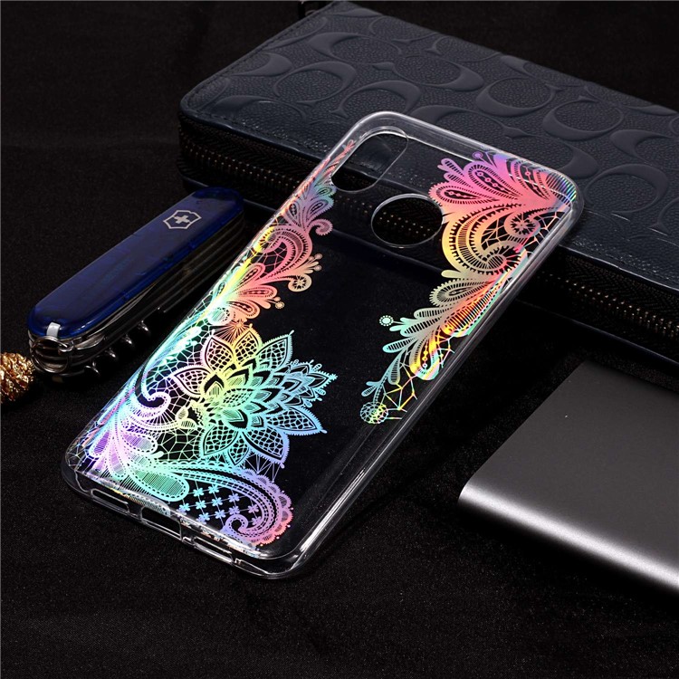 Colorful Laser Carving IMD Patterned TPU Cover for Xiaomi Mi 8 (6.21-inch) - Laser Flower-1