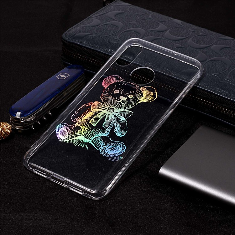 Colorful Laser Carving IMD Patterned TPU Lightweight Cover for Xiaomi Mi 8 (6.21-inch) - Bear-1