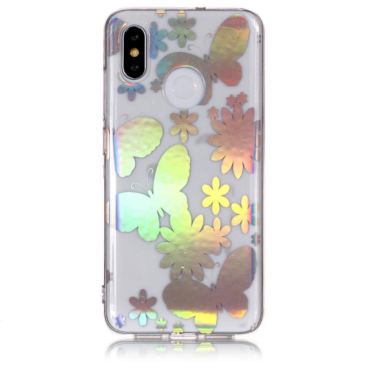 Colorful Laser Carving IMD Patterned TPU Lightweight Shell for Xiaomi Mi 8 (6.21-inch) - Butterflies and Flower-2
