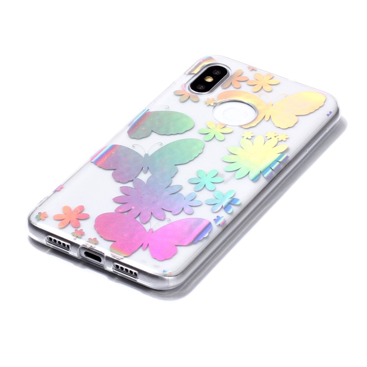 Colorful Laser Carving IMD Patterned TPU Lightweight Shell for Xiaomi Mi 8 (6.21-inch) - Butterflies and Flower-3