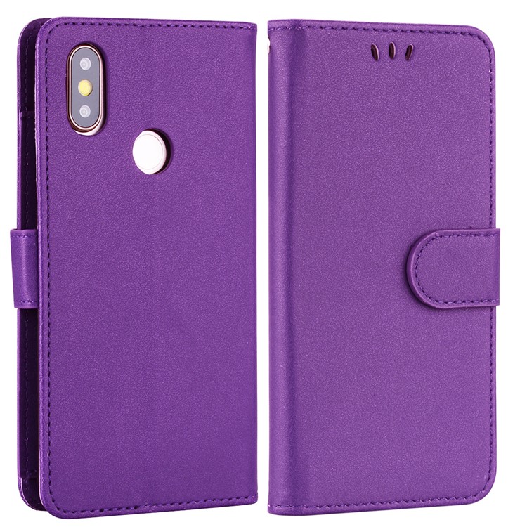 PU Leather Wallet Stand Mobile Cover with Strap for Xiaomi Redmi Note 5 Pro (Dual Camera) / Redmi Note 5 (China) - Purple-2