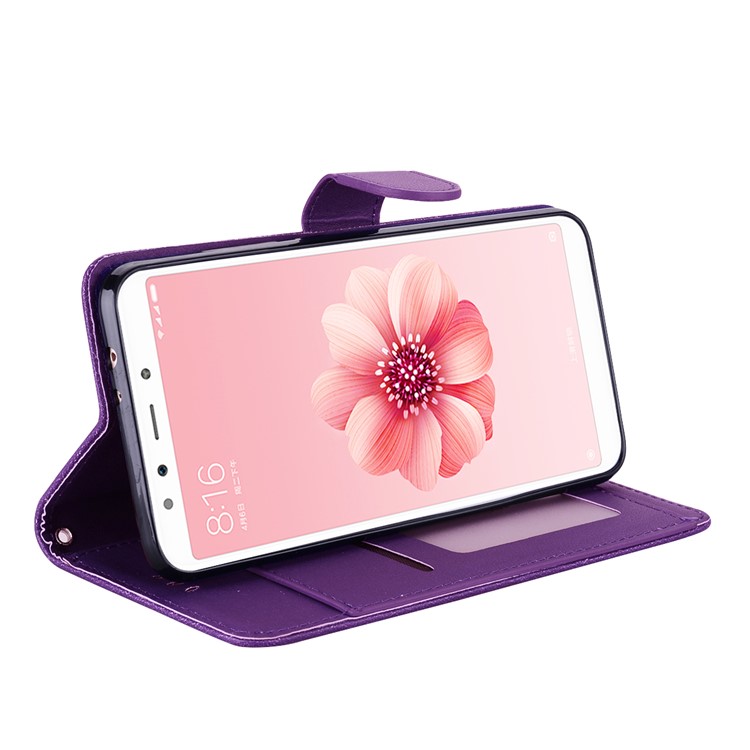 PU Leather Wallet Stand Mobile Cover with Strap for Xiaomi Redmi Note 5 Pro (Dual Camera) / Redmi Note 5 (China) - Purple-3