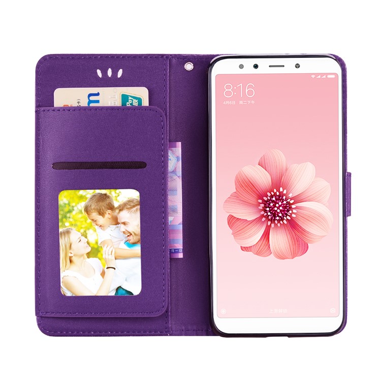 PU Leather Wallet Stand Mobile Cover with Strap for Xiaomi Redmi Note 5 Pro (Dual Camera) / Redmi Note 5 (China) - Purple-6