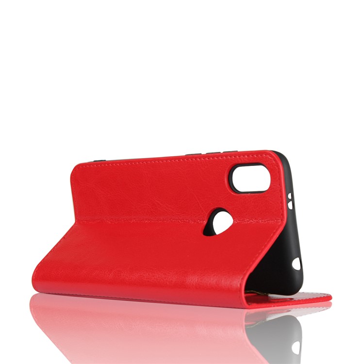 Crazy Horse Texture Genuine Leather Wallet Stand Mobile Case for Xiaomi Redmi S2 / Redmi Y2 - Red-3