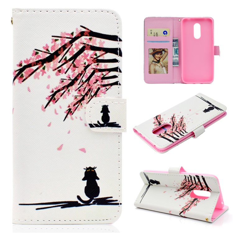 Patterned Wallet Magnetic Stand Leather Case for Xiaomi Redmi Note 5 / Redmi 5 Plus - Tree with Flowers-1