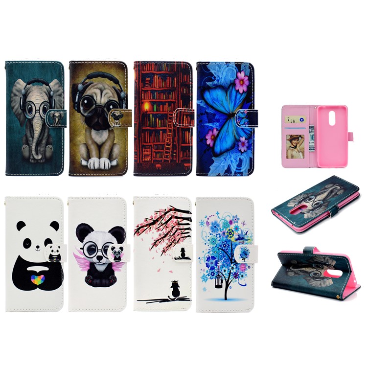 Patterned Wallet Magnetic Stand Leather Case for Xiaomi Redmi Note 5 / Redmi 5 Plus - Tree with Flowers-10