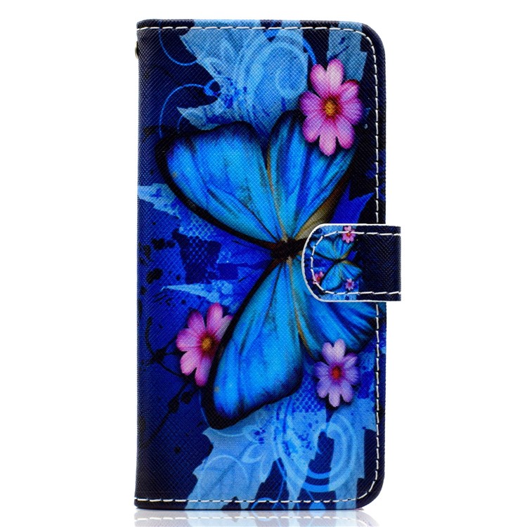 Patterned Wallet Magnetic Stand Leather Mobile Phone Case for Xiaomi Redmi Note 5 / Redmi 5 Plus - Blue Butterfly-2