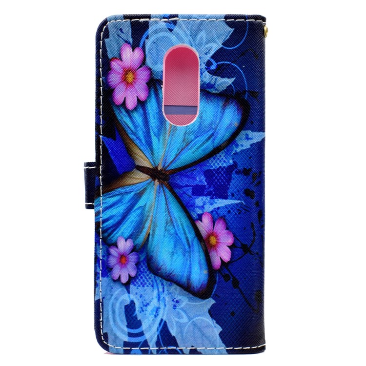 Patterned Wallet Magnetic Stand Leather Mobile Phone Case for Xiaomi Redmi Note 5 / Redmi 5 Plus - Blue Butterfly-3